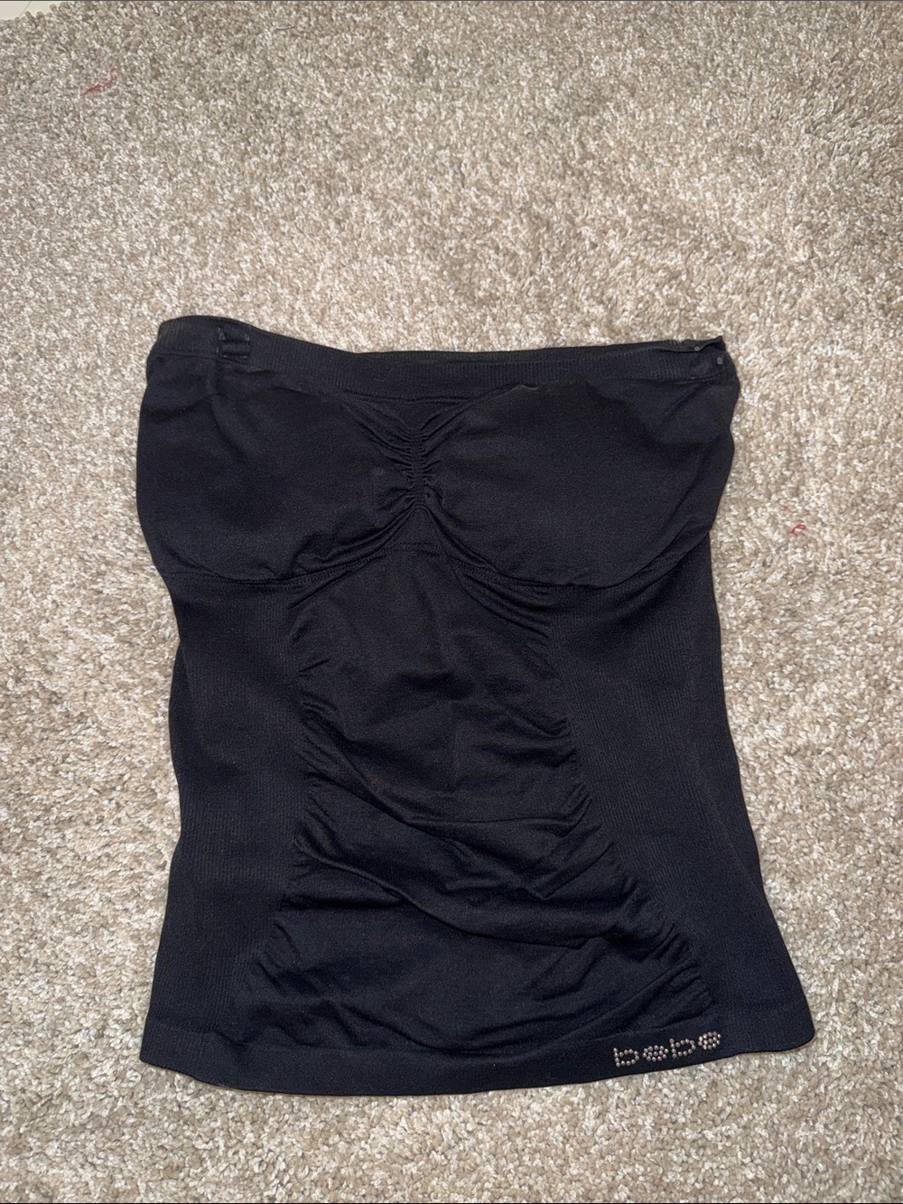 bebe Black Girls' Ruched Leggings Top with Rhinestone Logo
